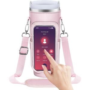 Water Bottle Carrier Holder Pouch with Touchable Screen Phone Pocket